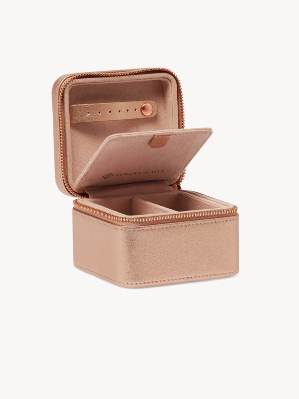 Kendra Scott Small Zip Square Travel Jewelry Case in Rose Gold